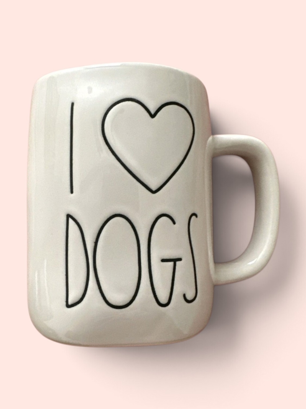 Rae Dunn White Ceramic "I ♥ DOGS" Mug